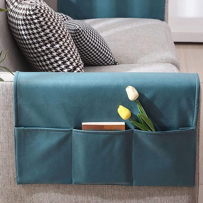 Sofa Armrest Storage - 5 Compartments - Reinforced Tech Fabric - Remote Control Holder - White (60*110CM) V1188-MS101-00761-1