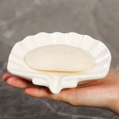 Ceramic Soap Holder - Sea-Shell Soap Tray with Self-Draining - Soap Holder - Soap Box - Small Soap Dish - 1 V1188-MS101-00762-1
