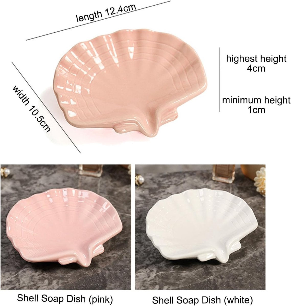 Ceramic Soap Holder - Sea-Shell Soap Tray with Self-Draining - Soap Holder - Soap Box - Small Soap Dish - 1 V1188-MS101-00762-1