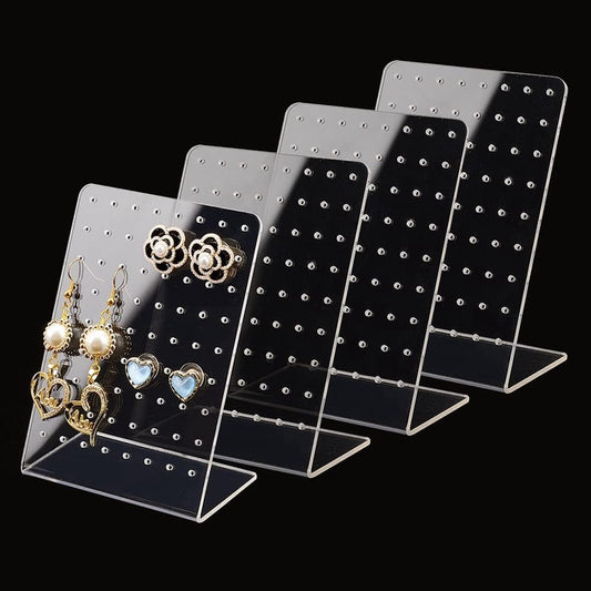 Acrylic Earring Holder - 4-Piece Set with 72 Compartments Earring Display Stand Retail Display Cabinet V1188-MS101-00767-1