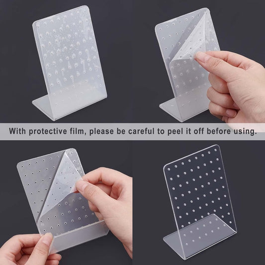 Acrylic Earring Holder - 4-Piece Set with 72 Compartments Earring Display Stand Retail Display Cabinet V1188-MS101-00767-1