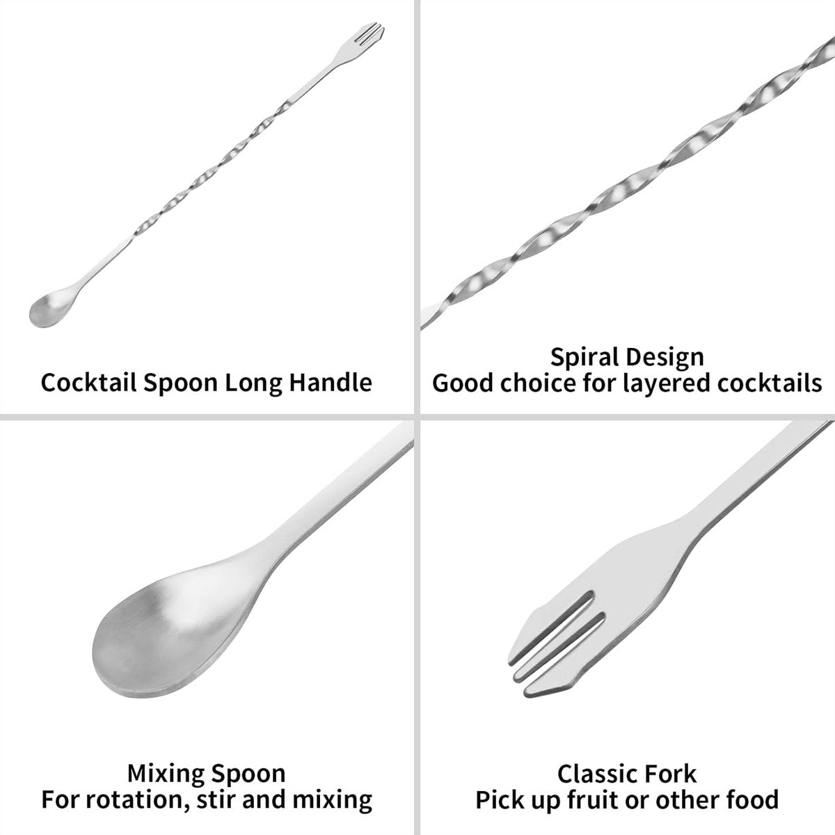 Cocktail Muddler & Stirrer - 25 cm 2-in-1 Bar Tool - Stainless Steel with Long Handle - For Mojitos and Fruit V1188-MS101-00768-1