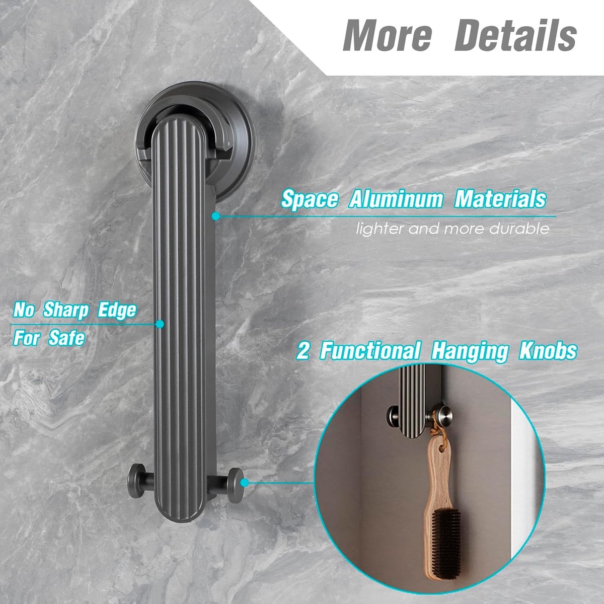 Wall drying rack - Foldable, aluminium, vacuum suction cup (grey) V1188-MS101-00770-1