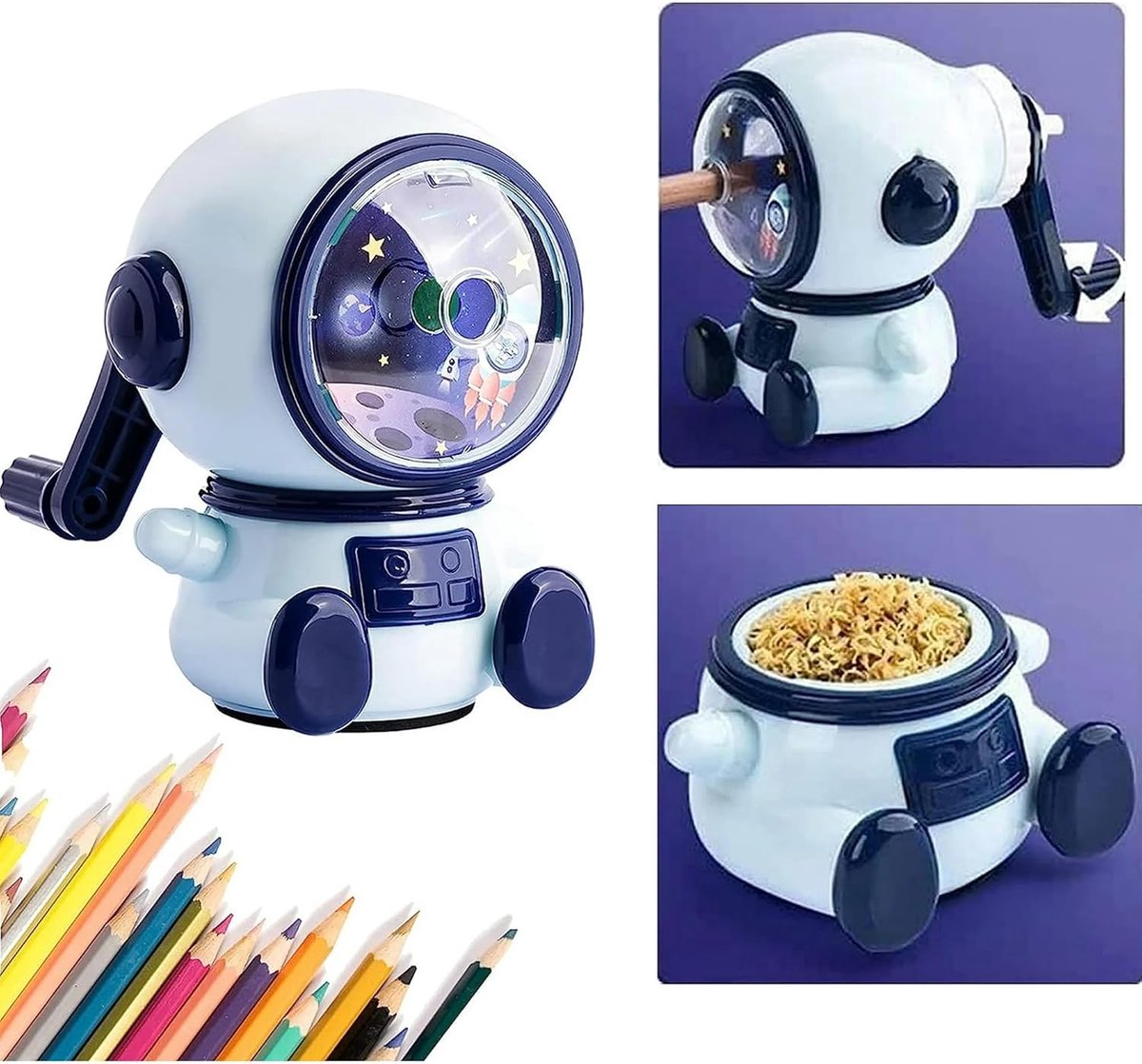 Manual pencil sharpener - Cute child-style stationery with a space theme - durable - easy to use - suitable V1188-MS101-00778-1