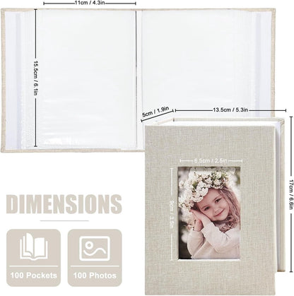 Photo album 4x6 - 100 compartments, linen cover, light grey V1188-MS101-00781-1