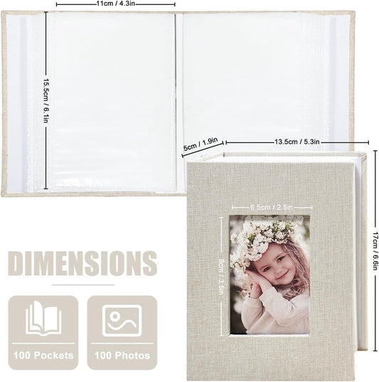 Photo album 4x6 - 100 compartments, linen cover, light grey V1188-MS101-00781-1