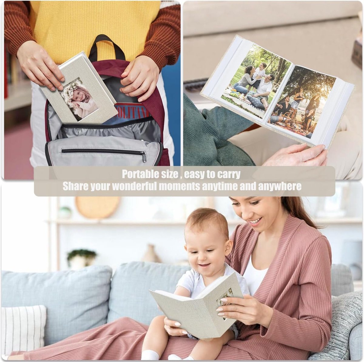 Photo album 4x6 - 100 compartments, linen cover, light grey V1188-MS101-00781-1