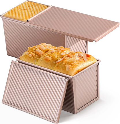 2-pack Pullman loaf pan with lid - 1 pound bread baking pan - non-stick coating for homemade sourdough bread V1188-MS101-00782-1