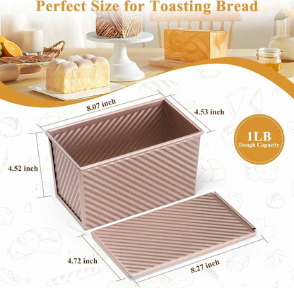 2-pack Pullman loaf pan with lid - 1 pound bread baking pan - non-stick coating for homemade sourdough bread V1188-MS101-00782-1