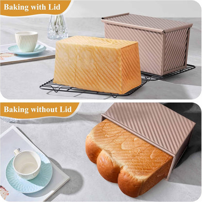 2-pack Pullman loaf pan with lid - 1 pound bread baking pan - non-stick coating for homemade sourdough bread V1188-MS101-00782-1