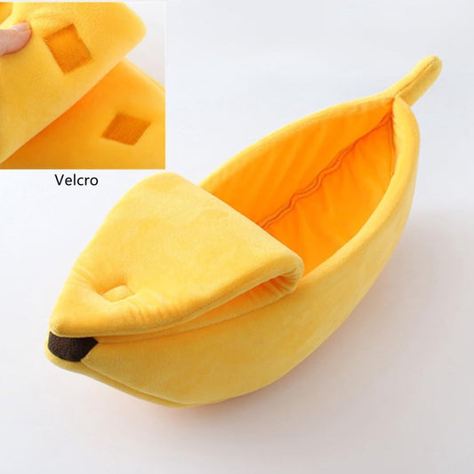 Banana-shaped pet bed - Creative dog and cat kennel - Warm and soft plush puppy mat - Cute fruit design for V1188-MS101-00783-1