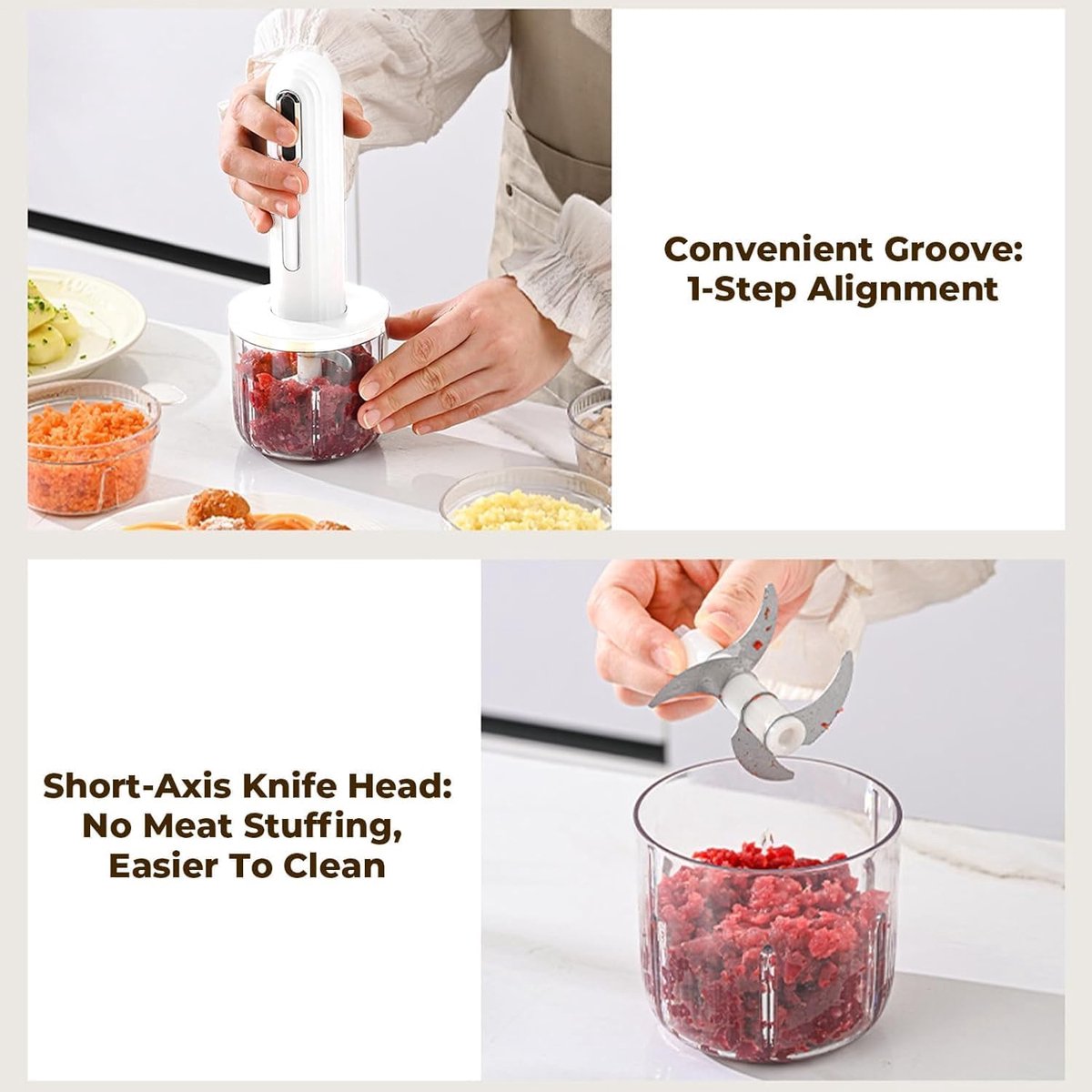 Food Processor - Cordless and USB-C Rechargeable - 4 Cups for Portion Control - Powerful Stainless Steel V1188-MS101-00787-1