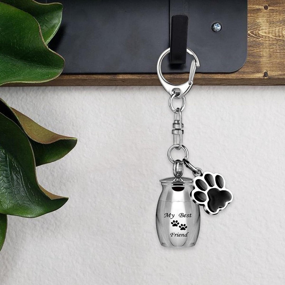 Pet Ash Keychain - Stainless Steel Paw - Waterproof - Ash Holder for Cats Dogs V1188-MS101-00791-1