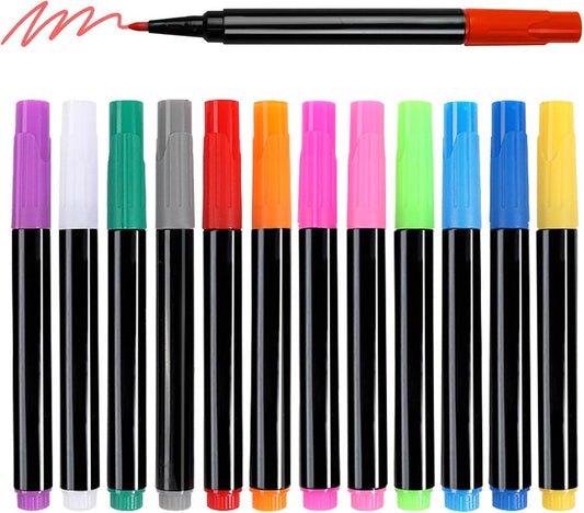 12-Color Highlighters - For Colored LED Notice Boards - Fluorescent Ink Design - Erasable Markers For LED V1188-MS101-00798-1