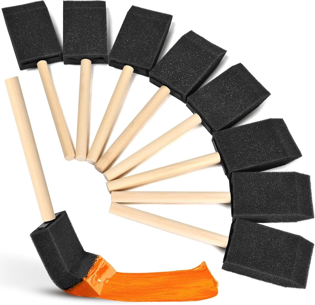 Foam paint brushes - 8 pieces, 4 cm wide - Sponge brushes for smooth painting - For staining and craft V1188-MS101-00800-1