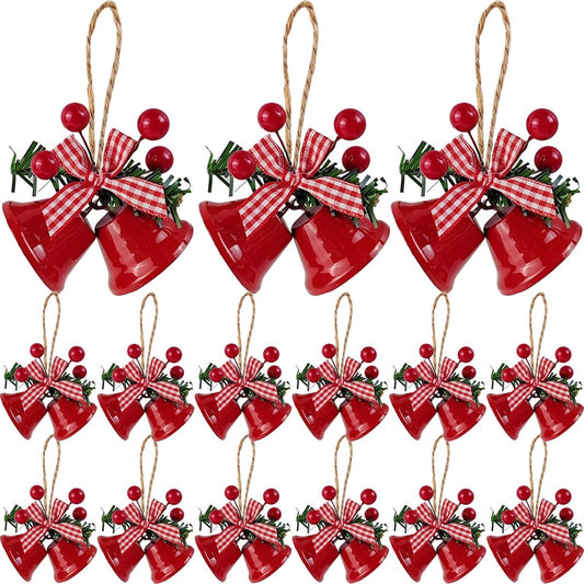 18 pieces red Christmas bell ornaments - hanging tree ornaments metal bell hangers - Christmas holiday V1188-MS101-00806-1