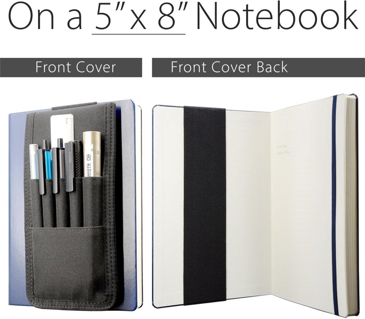 Adjustable pen holder - Velcro, 3 elastic bands - For hardcover diaries & planners V1188-MS101-00809-1