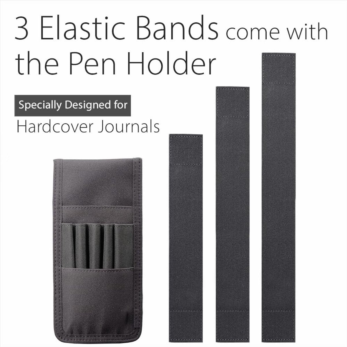 Adjustable pen holder - Velcro, 3 elastic bands - For hardcover diaries & planners V1188-MS101-00809-1