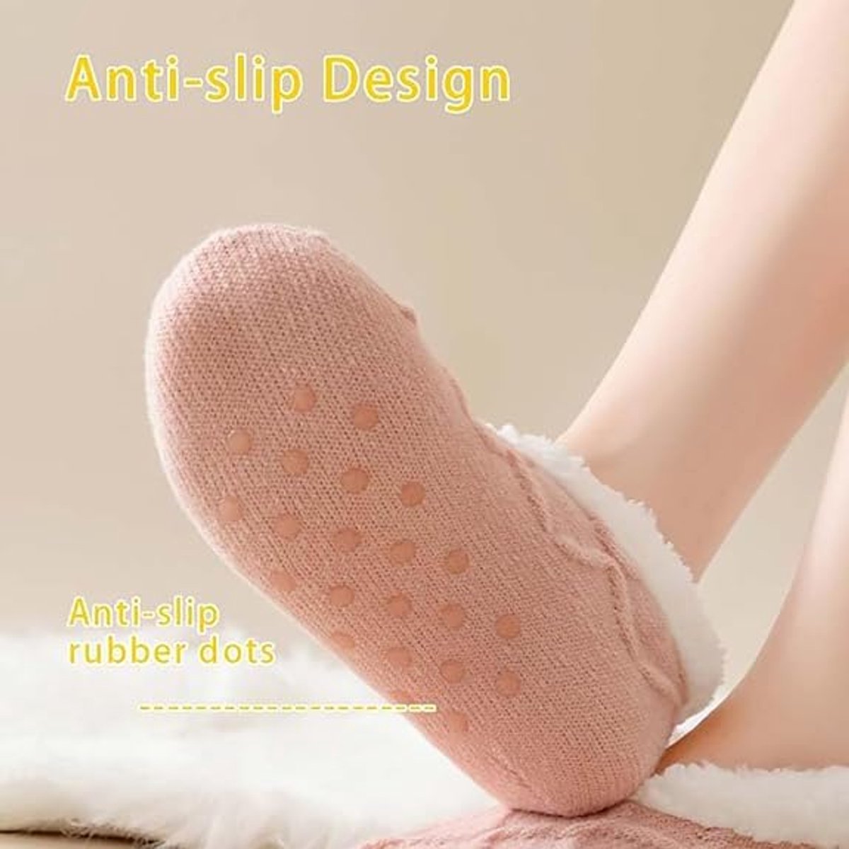 Women's Slipper Socks - Winter Warmth - Fluffy Sherpa lining - Ultra-comfortable for bare feet - One size V1188-MS101-00813-1