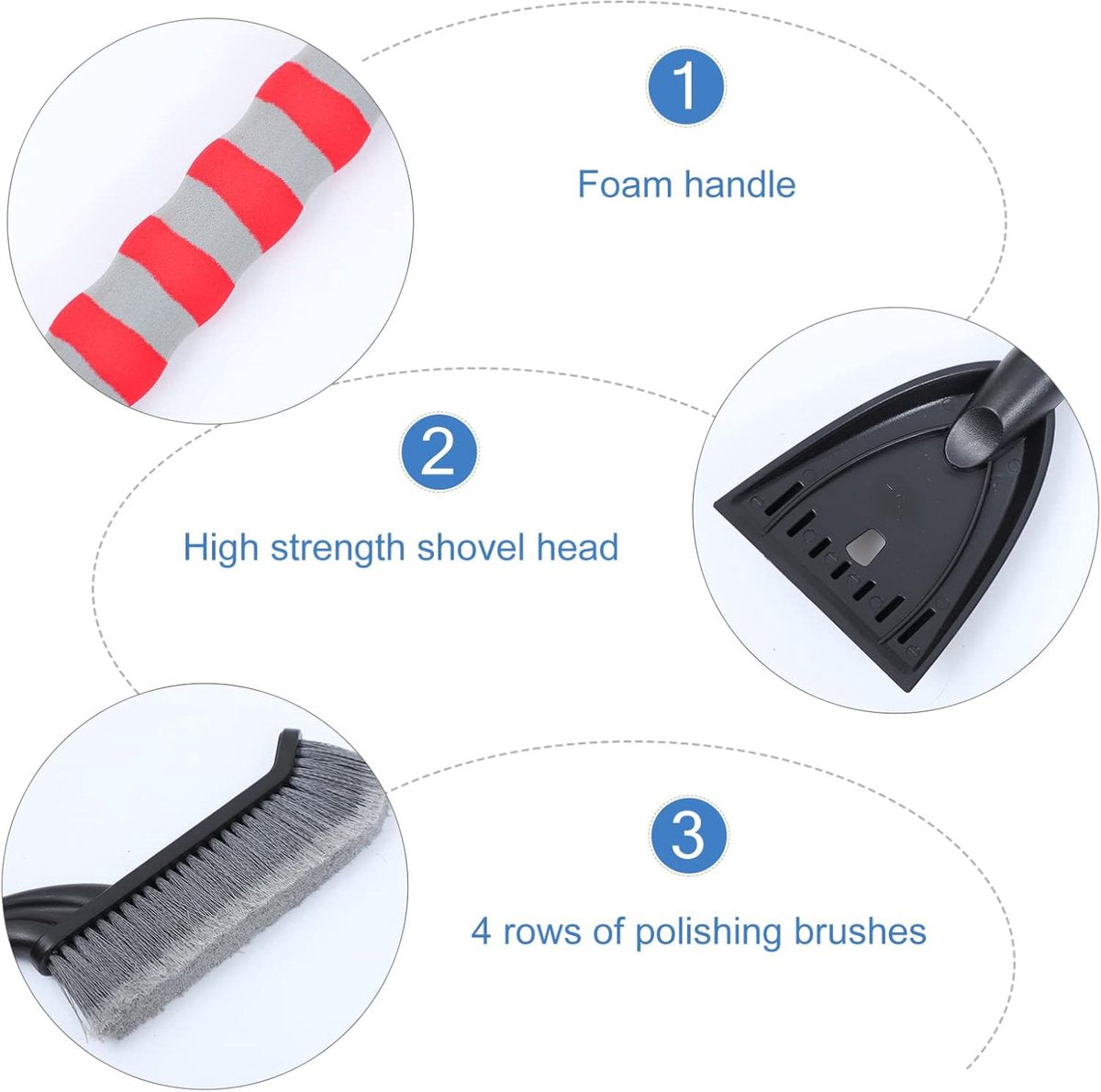 Snow Brush for Car - Two-in-One Ice Scraper - 25'' Ergonomic Handle - Winter Car Accessory V1188-MS101-00814-1