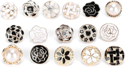 Blouse Brooch Buttons Set 16-piece - Soft enamel, random styles V1188-MS101-00816-1