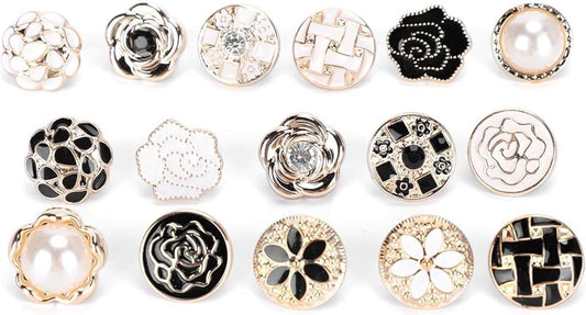 Blouse Brooch Buttons Set 16-piece - Soft enamel, random styles V1188-MS101-00816-1