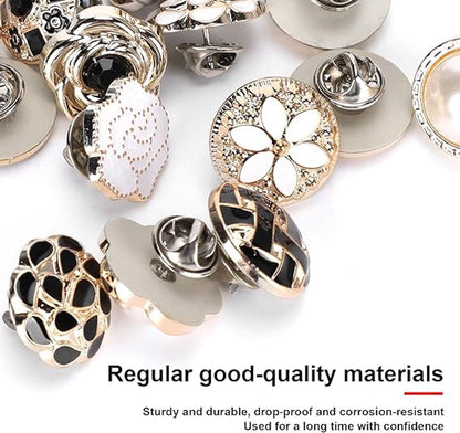 Blouse Brooch Buttons Set 16-piece - Soft enamel, random styles V1188-MS101-00816-1