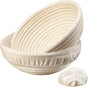 2-Pack Fermentation Basket - Bread Proofing Basket - 9 Inch Round Woven Basket - Includes Linen Lining - V1188-MS101-00819-1