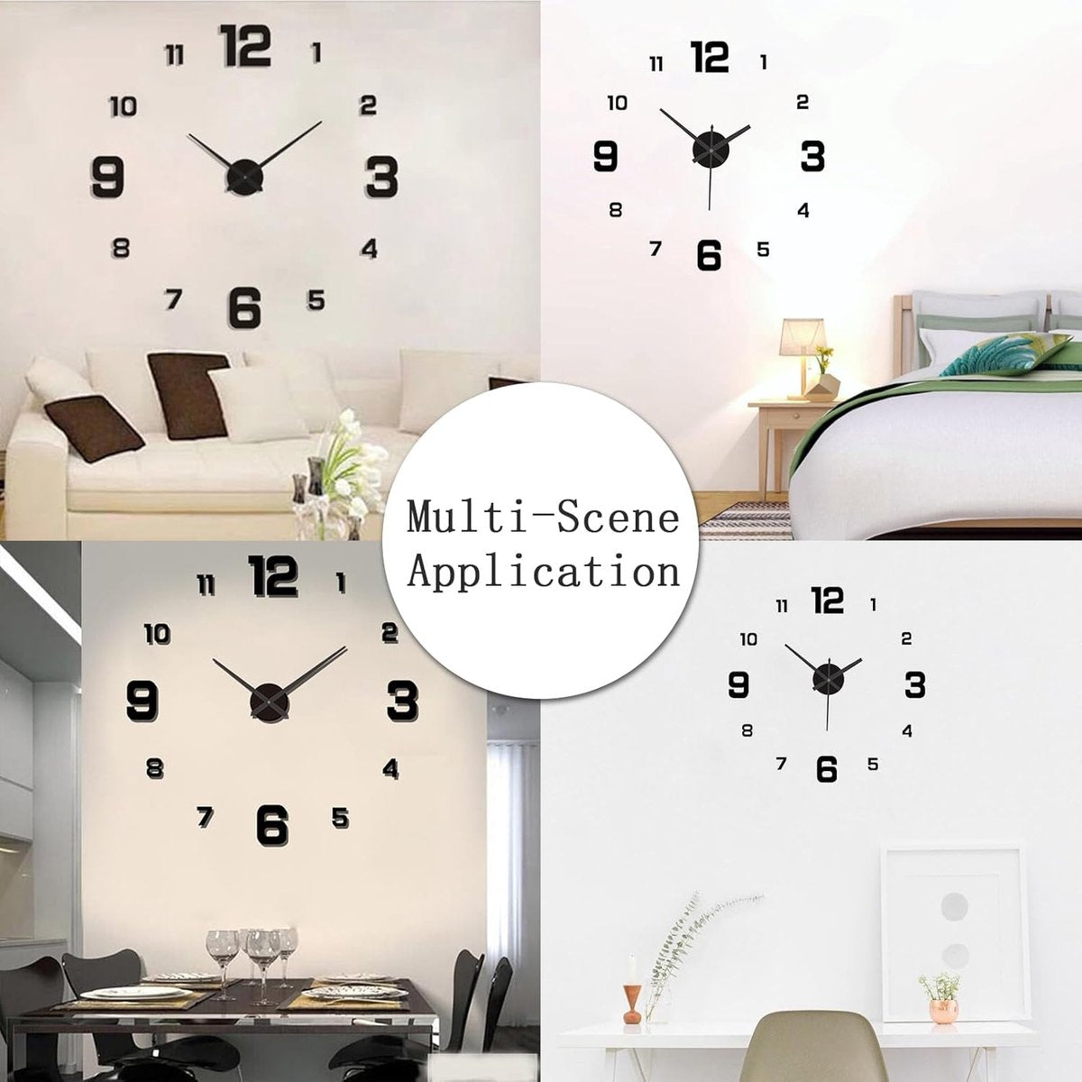 Frameless Wall Clock - Modern 3D DIY - Large Display for Clear Reading - Easy to Stick - Modern Living Room V1188-MS101-00824-1