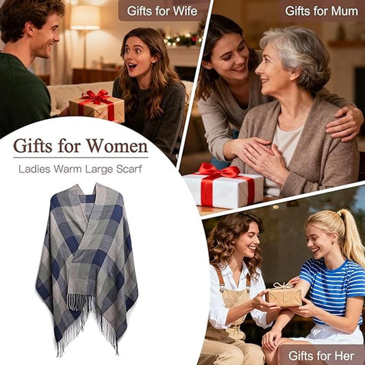 women's scarf-Women's scarf-women's winter scarf - warm winter scarf - wrap-long-soft-warm checkered V1188-MS101-00827-1