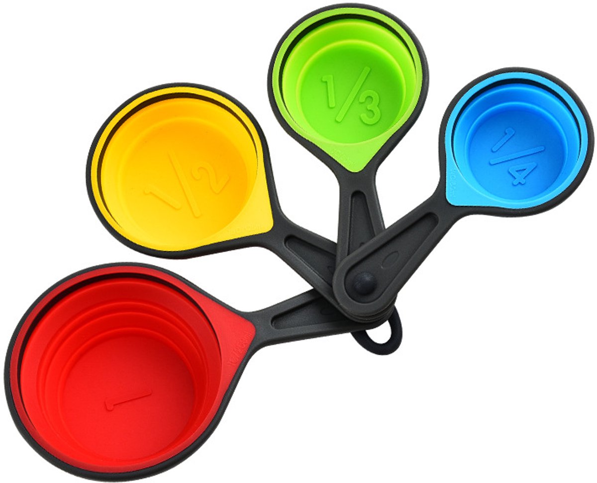 Foldable silicone measuring cups - 60 ml/80 ml/125 ml/250 ml - Set of 4 kitchen measuring instruments (4 V1188-MS101-00832-1