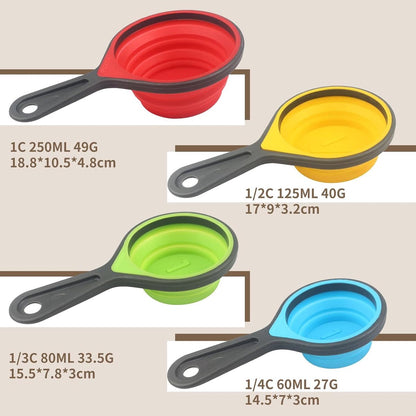 Foldable silicone measuring cups - 60 ml/80 ml/125 ml/250 ml - Set of 4 kitchen measuring instruments (4 V1188-MS101-00832-1