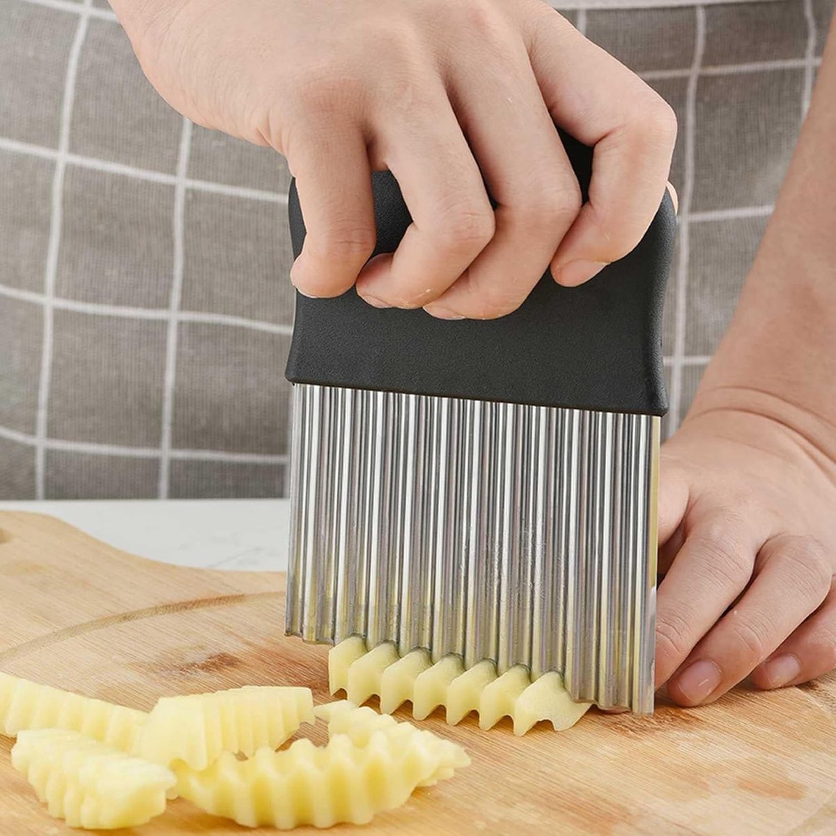 Vegetable knife - Stainless steel - Serrated blade - Potato chip cutter - Fruit and vegetable cutter - V1188-MS101-00836-1