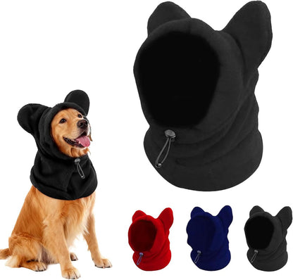 Dog emergency winter cone with ear protection, fleece neck warmer for dogs, (black, L) V1188-MS101-00843-1