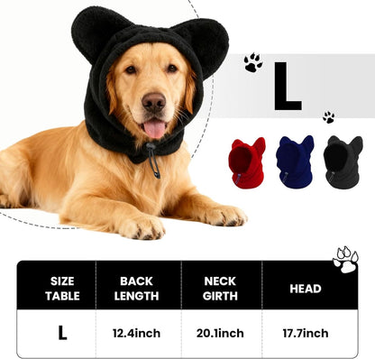 Dog emergency winter cone with ear protection, fleece neck warmer for dogs, (black, L) V1188-MS101-00843-1