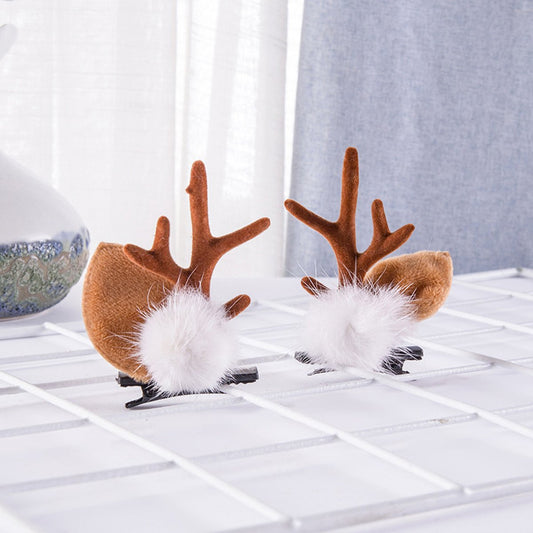 Christmas Hair Clips - Christmas Headband - Cute Deer Antler Headband - With Plush Reindeer Ears - For V1188-MS101-00847-1