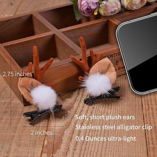 Christmas Hair Clips - Christmas Headband - Cute Deer Antler Headband - With Plush Reindeer Ears - For V1188-MS101-00847-1