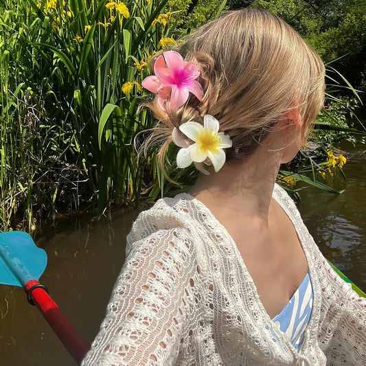 Floral hair clips - Pack of 4 - Suitable for thick hair - Strong non-slip - Hawaiian style - Cute large hair V1188-MS101-00850-1