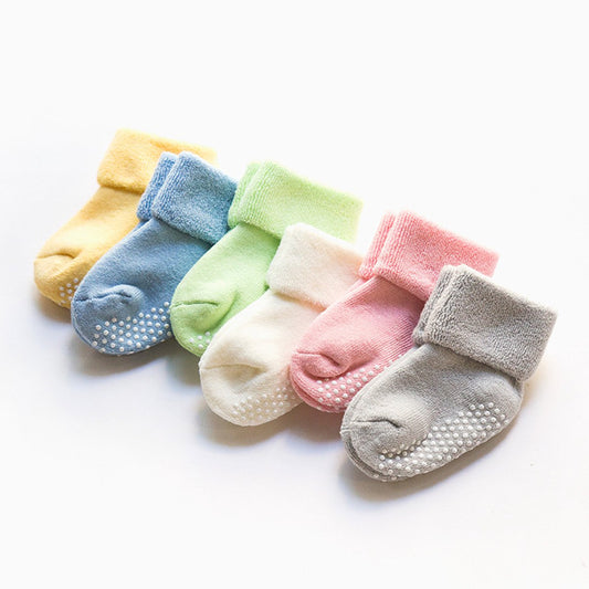Baby-toddler-children ankle socks with grip, unisex warm thick cotton winter socks 0-10 years, 6-pack M V1188-MS101-00851-1