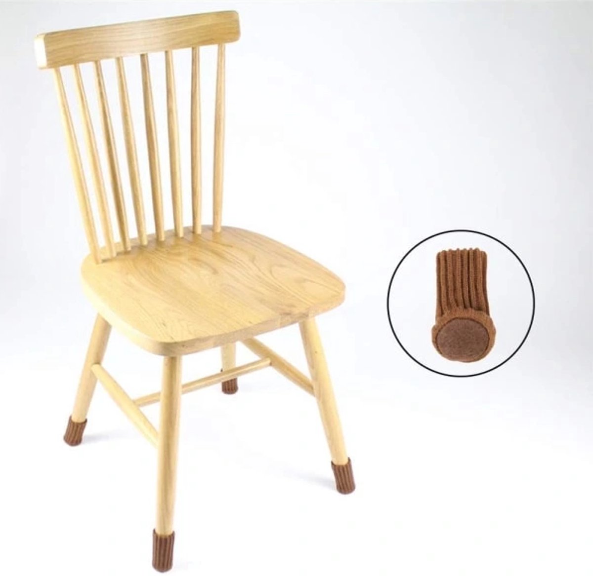 Chair leg protectors 24-pack - Brown, thick knit, non-slip socks V1188-MS101-00853-1