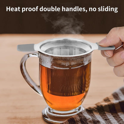 Tea infuser strainers - Stainless steel loose tea strainer with heat-resistant double handles - Extra fine V1188-MS101-00859-1