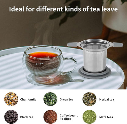 Tea infuser strainers - Stainless steel loose tea strainer with heat-resistant double handles - Extra fine V1188-MS101-00859-1