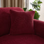 Waterproof cushion cover 45x45 - Set of 2 cushion covers - Wine red jacquard leaf pattern V1188-MS101-00861-1