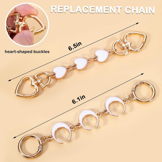 Bag strap 2-pack extension chains for bags - heart and moon pattern - shoulder strap extension for handbag - V1188-MS101-00868-1