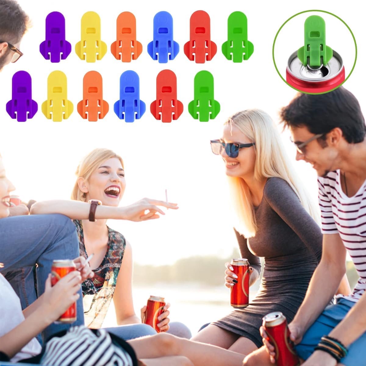 12-piece Getrankedosenoffner-Set - from Plastic - supplied for Cola, Beer, Fresh Drinks, Lemonade usw., V1188-MS101-00869-1