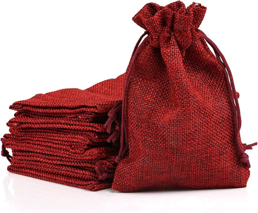 24 red jute bags - suitable for Christmas advent calendars, natural fabric gift bags - 10 x 14 cm V1188-MS101-00872-1