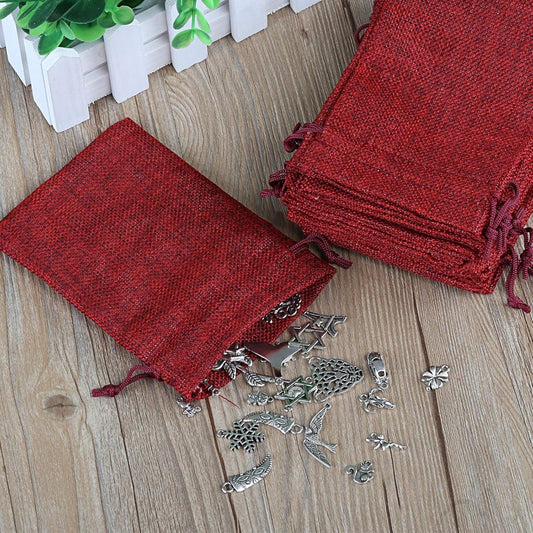 24 red jute bags - suitable for Christmas advent calendars, natural fabric gift bags - 10 x 14 cm V1188-MS101-00872-1