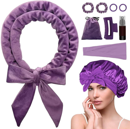 Heat-free hair curlers -Curling rollers- curling set- Blow-dry effect without heat overnight - Soft cap and V1188-MS101-00873-1