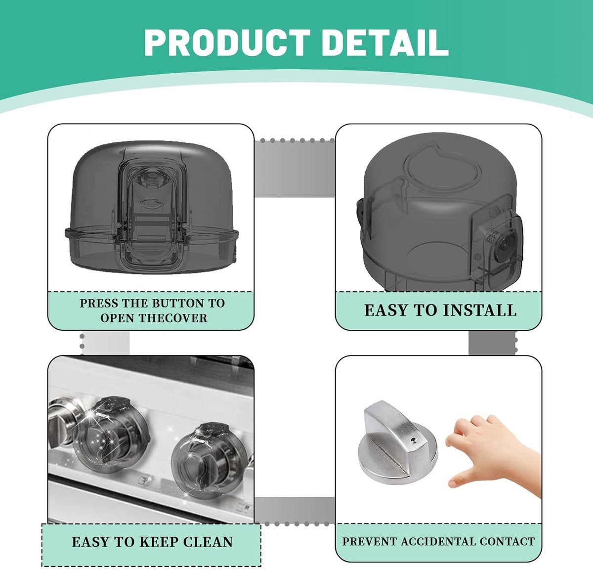 Child-safe Stove Knob 5-pack - With lock, universal, black V1188-MS101-00879-1