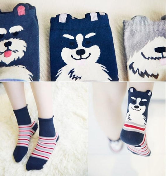 Cute and adorable animal pattern socks for women - cat and dog patterns - Christmas and birthday gifts - One V1188-MS101-00880-1